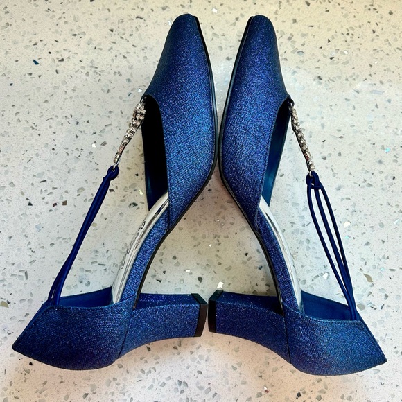 NEW Womens Blue Glitter Easy Street Moonlight Dance Flex Dress Shoes / Size 7 - Picture 9 of 12